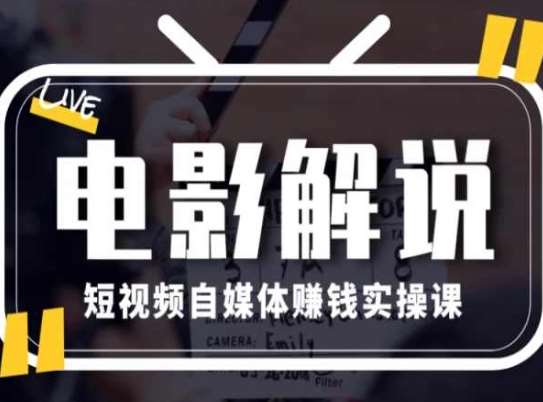 电影解说短视频自媒体赚钱实操课，教你做电影解说短视频，月赚1万-天天资源共享
