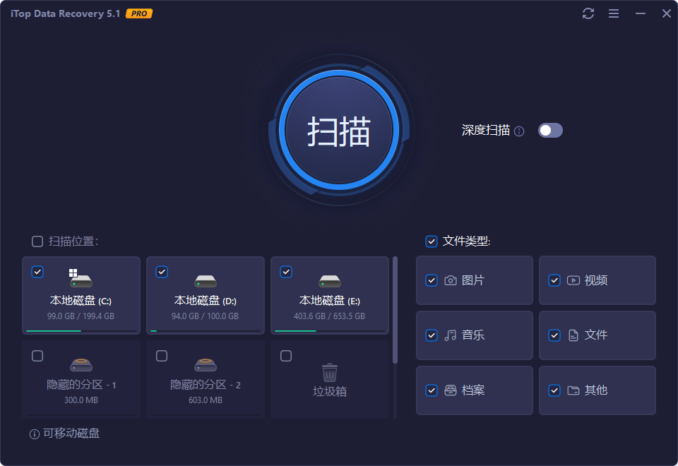 iTop Data Recovery 专业数据恢复 Pro v5.1.0.825 绿色便携版-天天资源共享